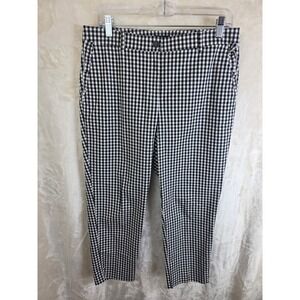 Ann Taylor Curvy Fit‎ Gingham Ankle Pants Black White Checkered Size 6 Stretch
